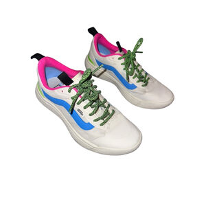 Kids Vans Sneakers, Size 3.5, White/Pink/Blue